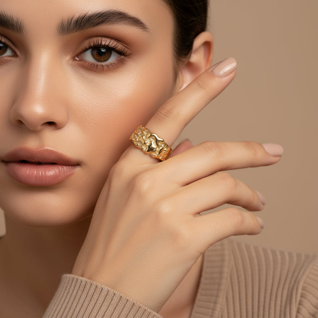 The Golden Nugget Ring | 18K Gold Titanium Edition