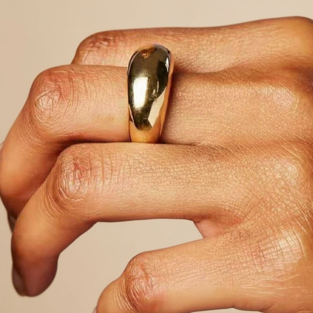 Polished Band Ring in Gold & Silver