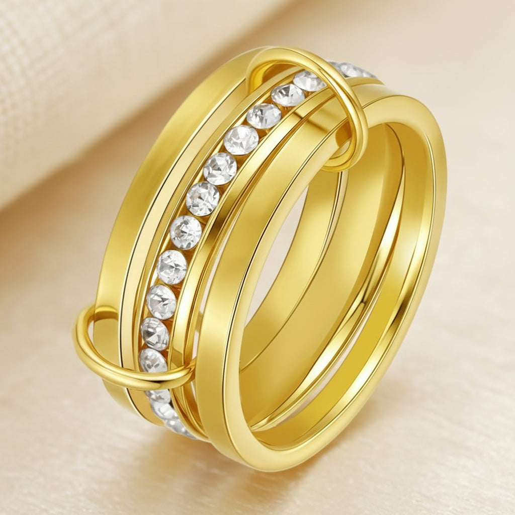 Twin Layer Gold Band Ring