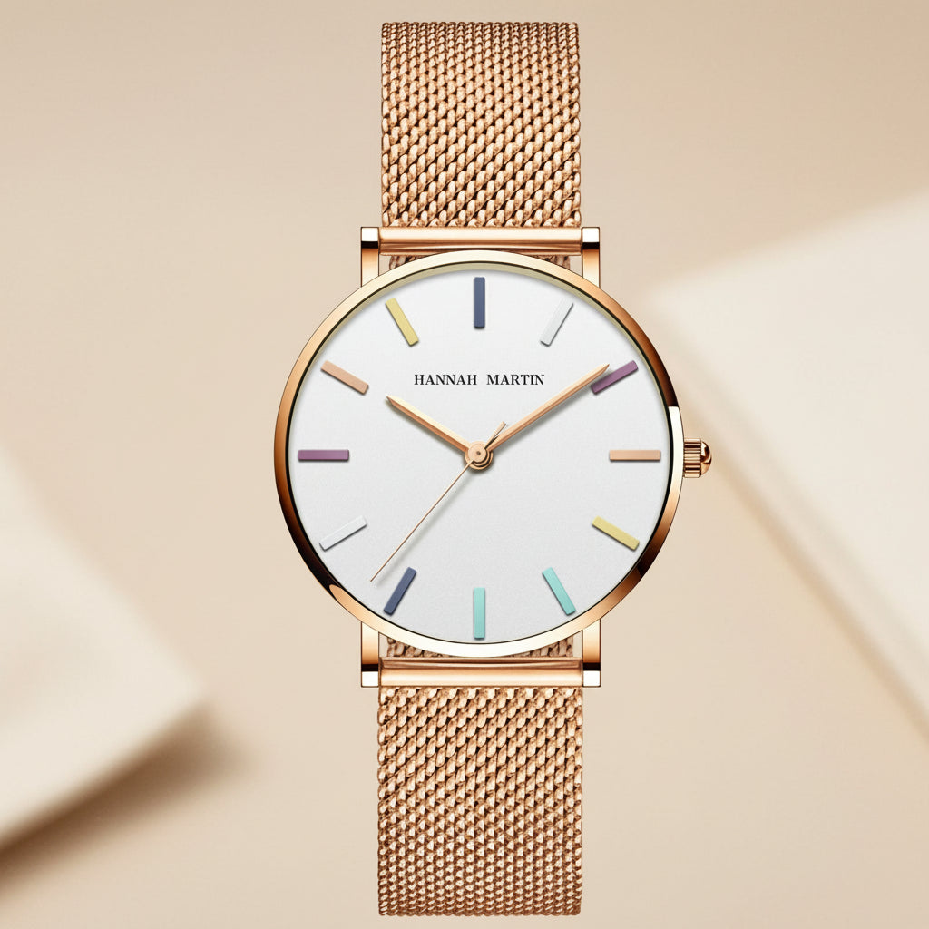 Rainbow-Dial Mesh Watch