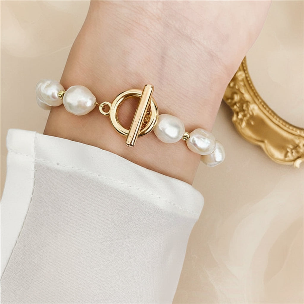 Round Gold Pearl Bracelet — Authentic Freshwater Pearls | Aimaro Curated Collection