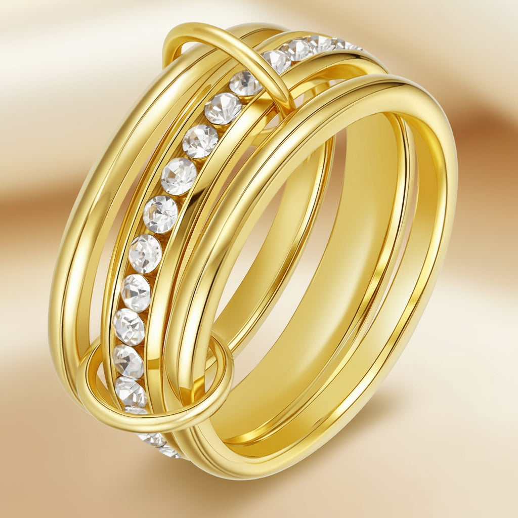 Twin Layer Gold Band Ring