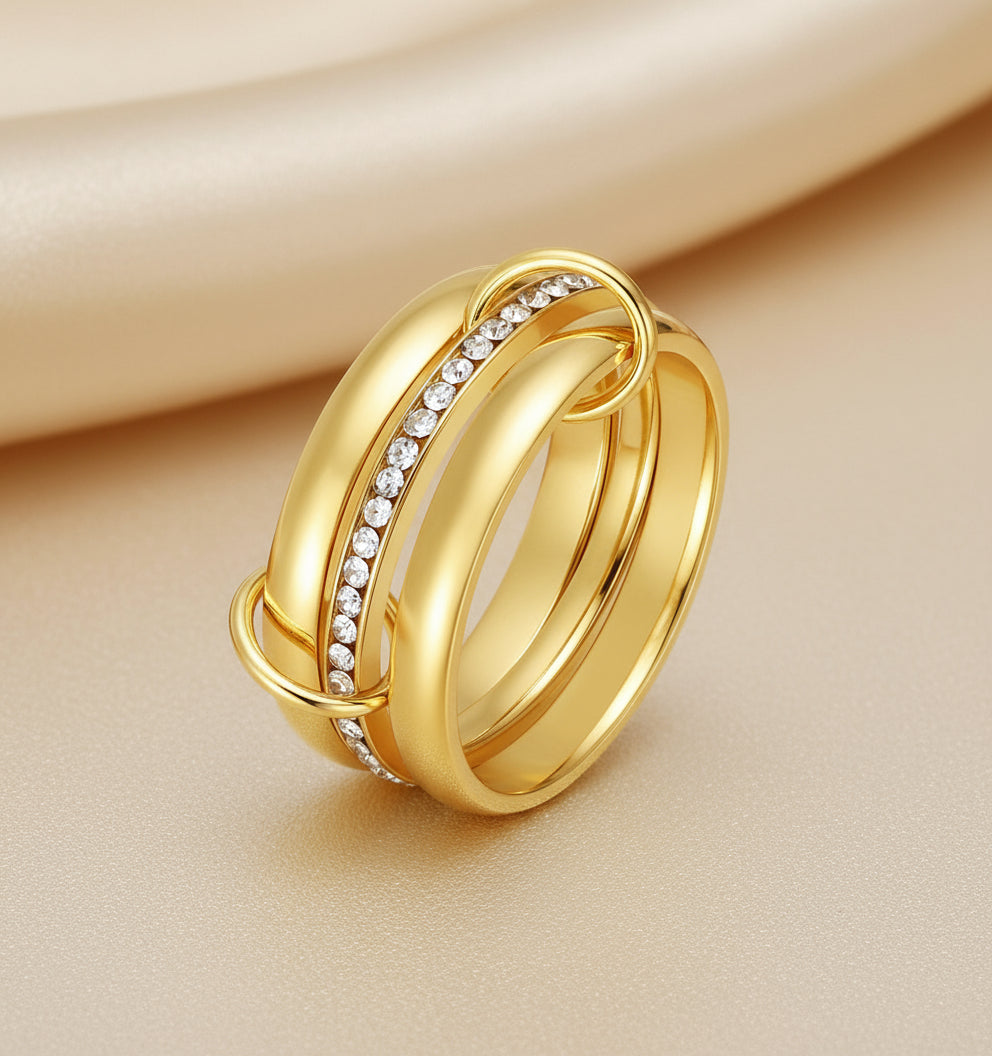 Twin Layer Gold Band Ring