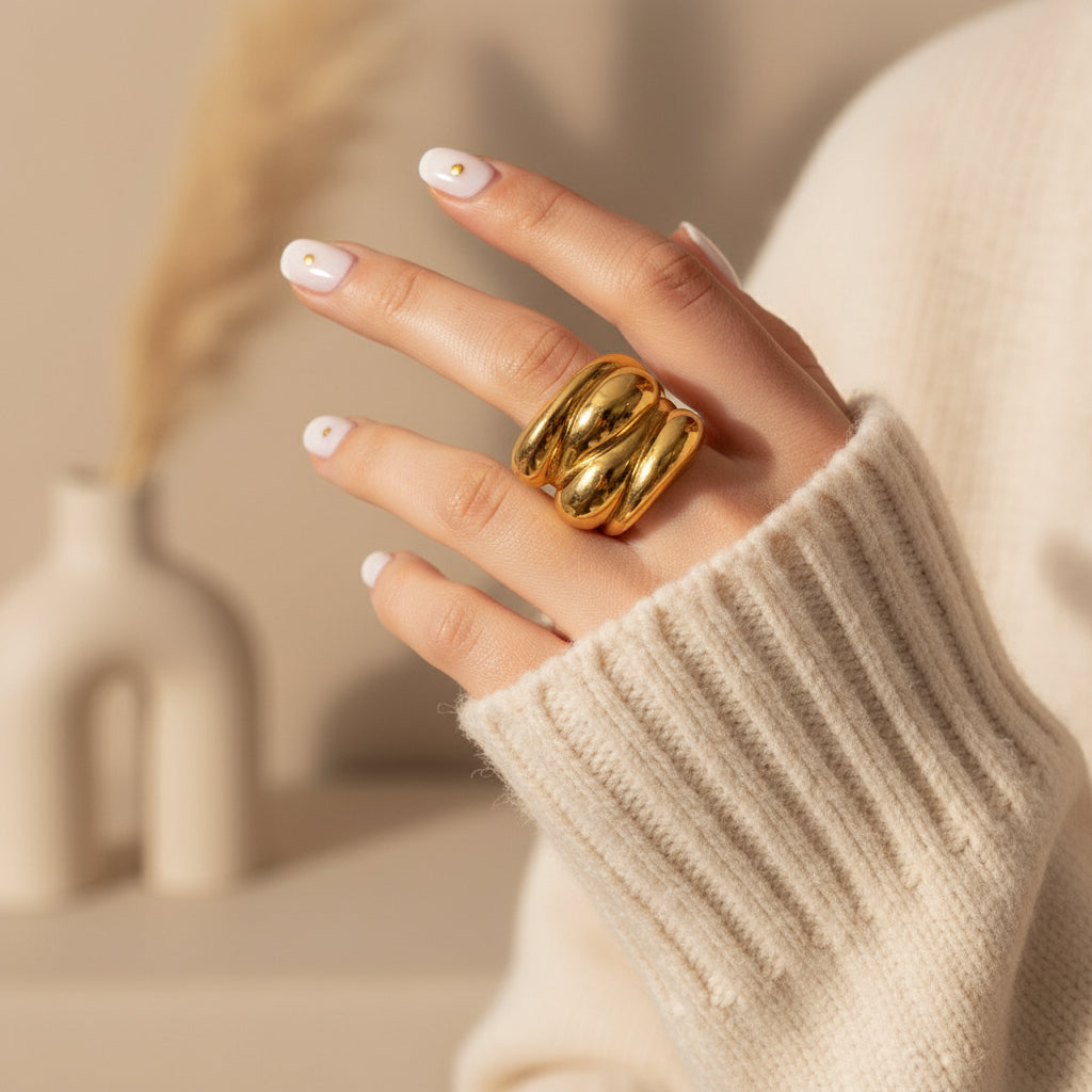Gold Sculptural Statement Ring