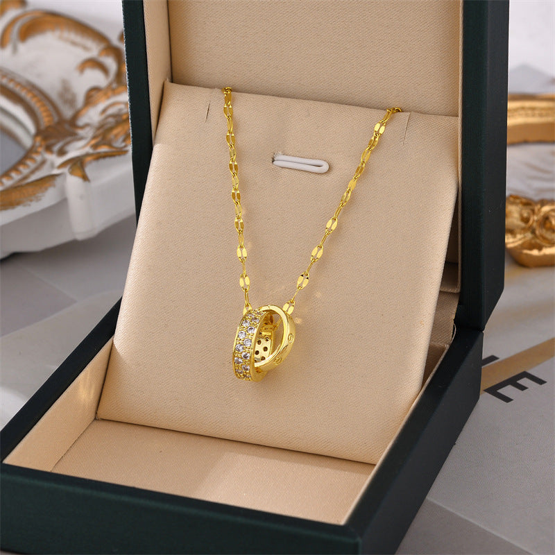 Double Ring Necklace — Titanium Steel | Gold, Silver & Rose Gold Finish