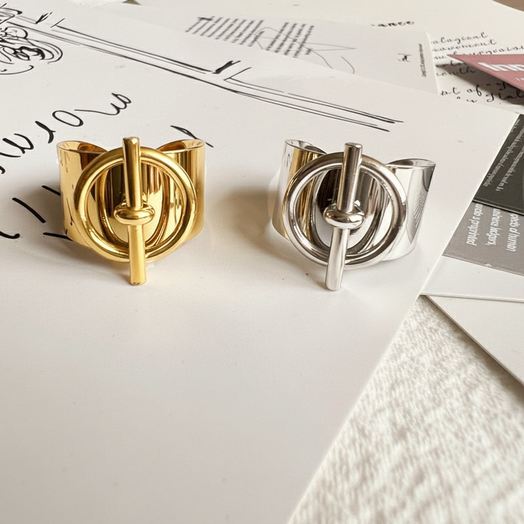 Sculptural Couple Rings in Gold or Silver