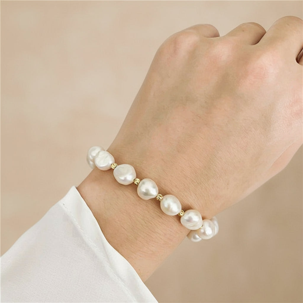 Round Gold Pearl Bracelet — Authentic Freshwater Pearls | Aimaro Curated Collection