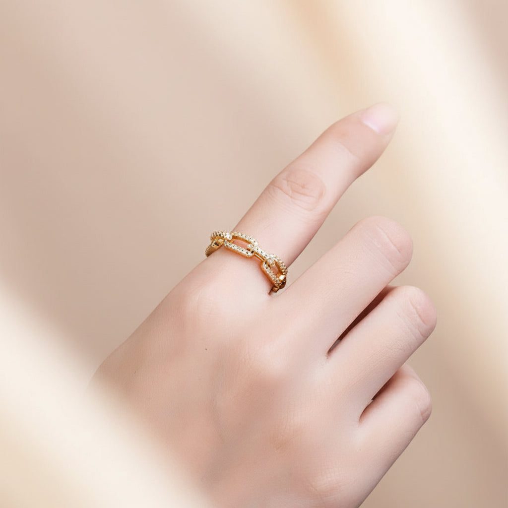 Gold Encrusted Chain Ring