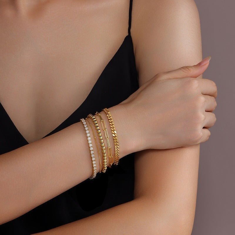 Gold-Tone Sterling Silver Five-Piece Bracelet Set