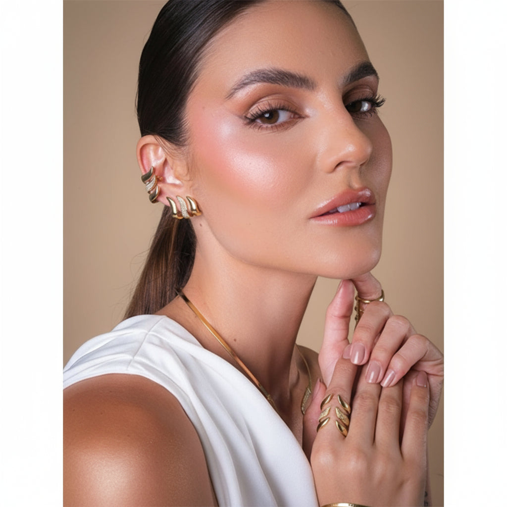 Gold Layered Wave Earrings