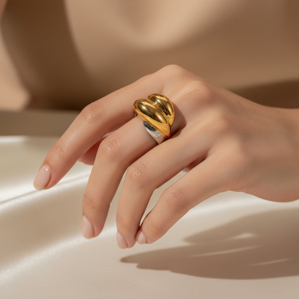 Wave Crest Ring — Dual Tone