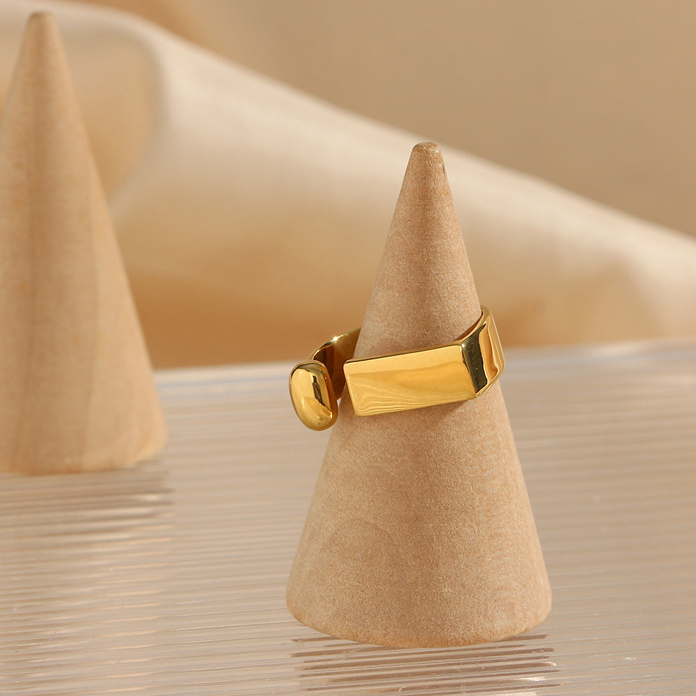 Geometric Open Band Ring in Gold Finish