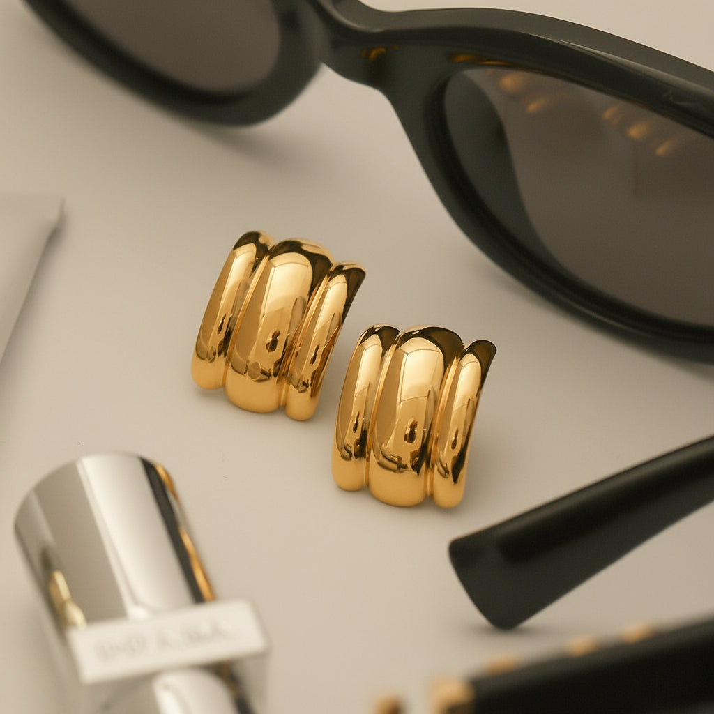 Gold Sculpted Arch Earrings