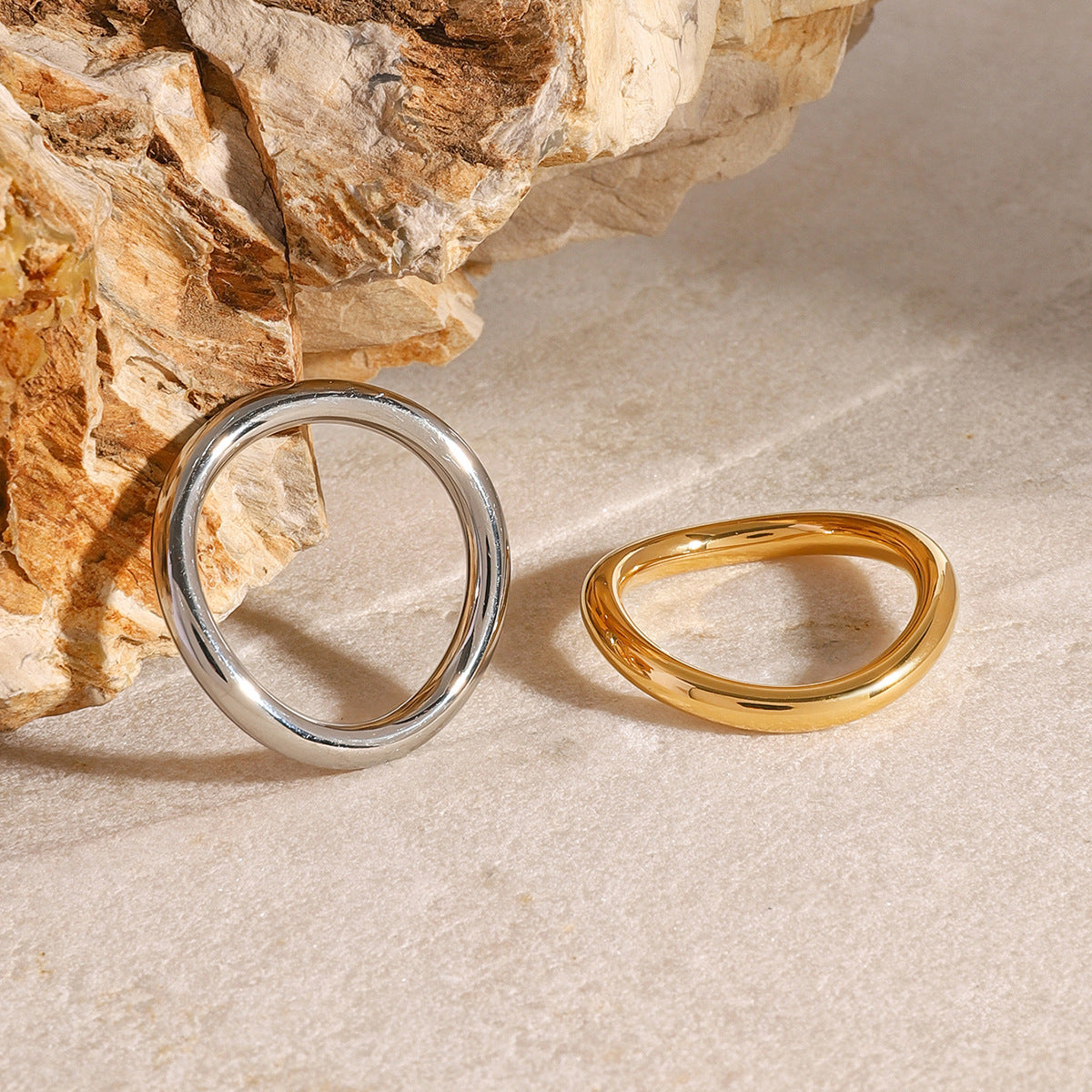 Gold & Silver Layered Rings (Set of 2)