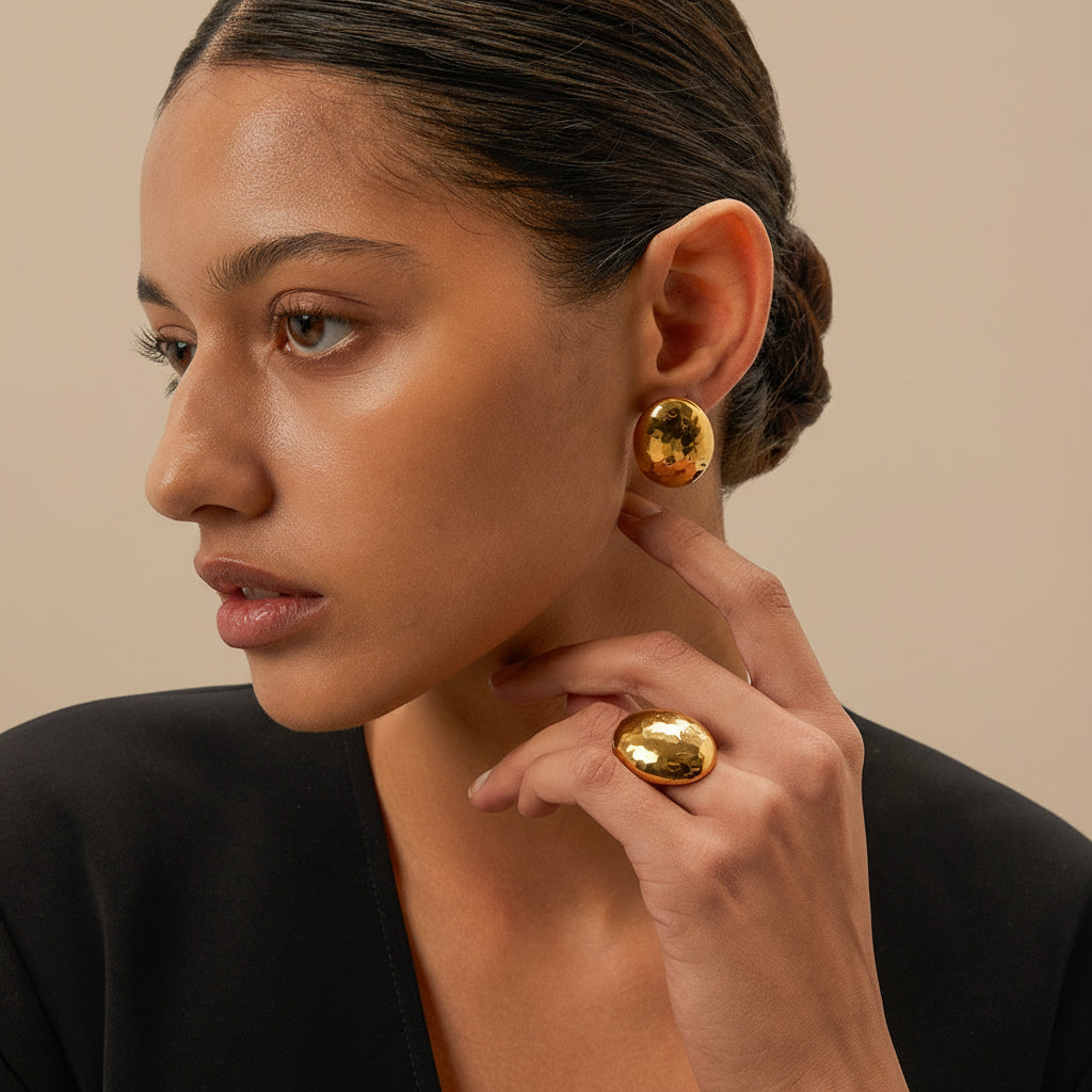 Hammered Dome Gold-Tone Ring