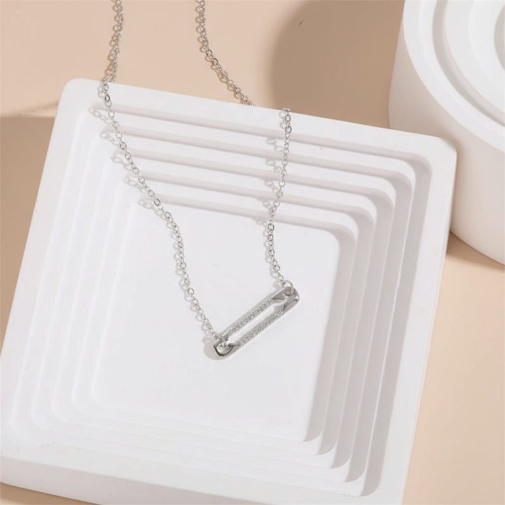 Geometric Clip Pendant Necklace — 14K Gold or Platinum Finish
