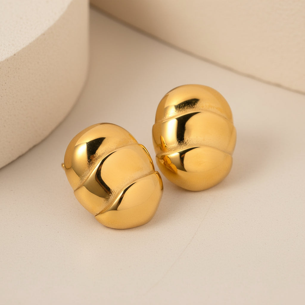 Sculpted Gold Curve Earrings