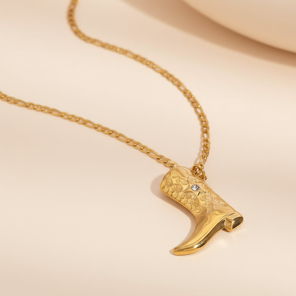 Boot Pendant Necklace Gold
