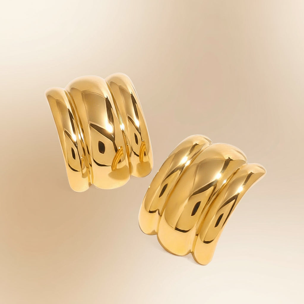 Gold Sculpted Arch Earrings