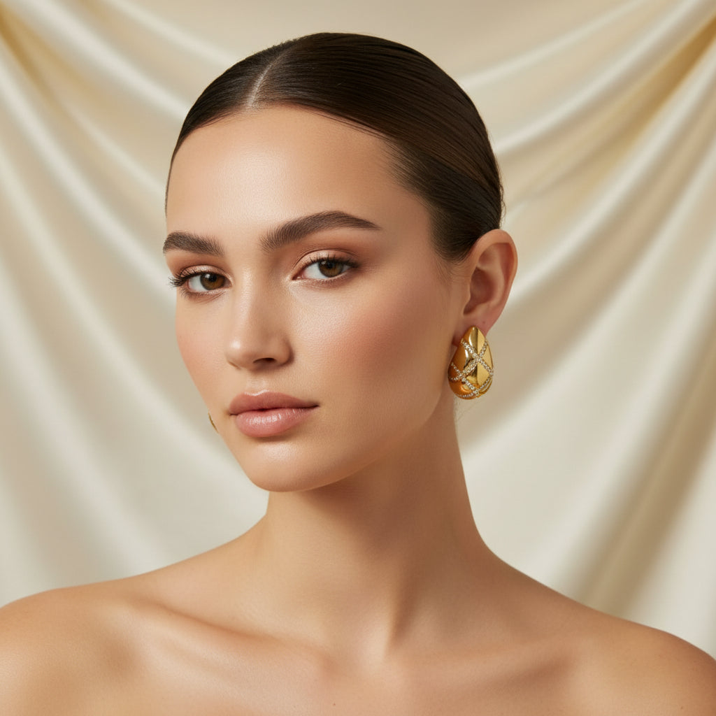 Gold-tone sculptural drop earrings