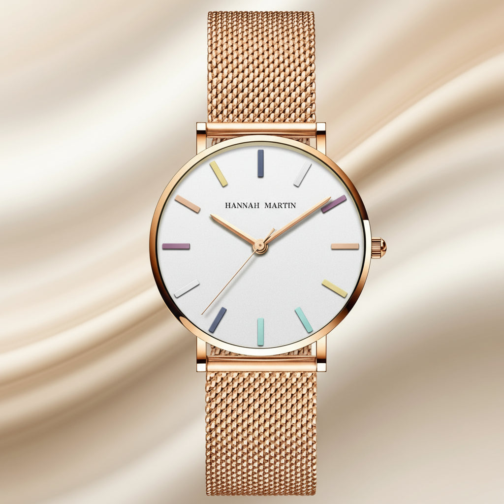 Rainbow-Dial Mesh Watch