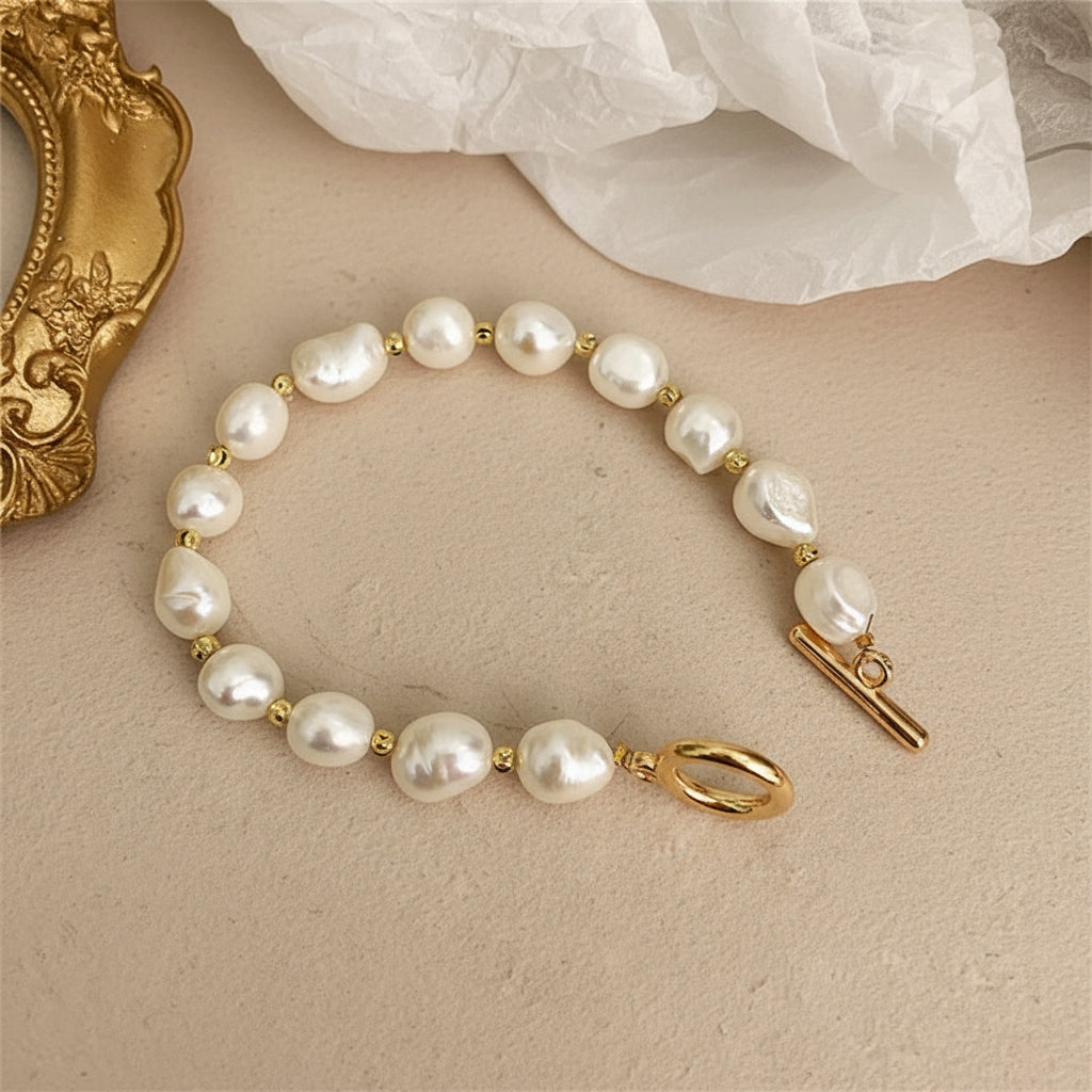 Round Gold Pearl Bracelet — Authentic Freshwater Pearls | Aimaro Curated Collection