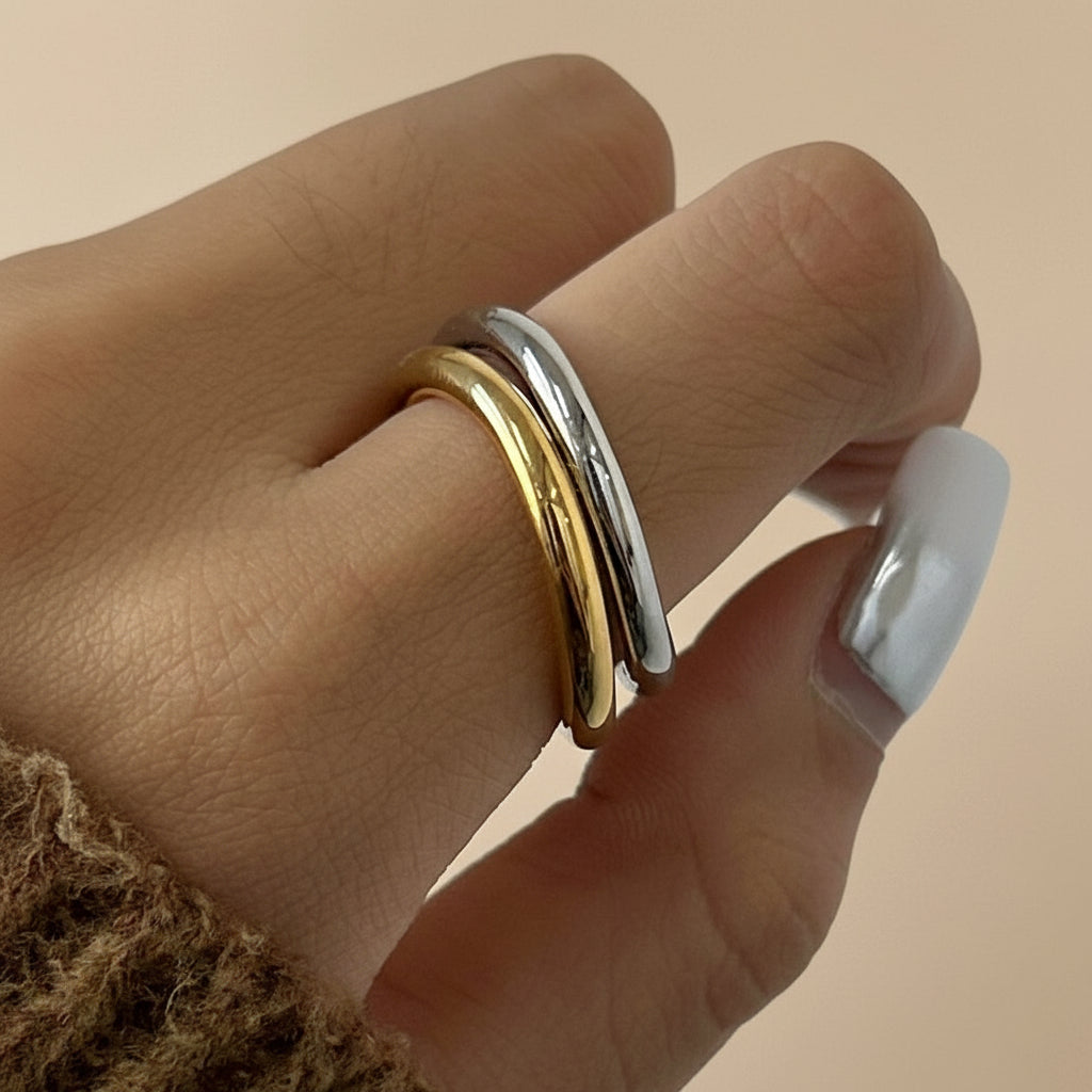 Gold & Silver Layered Rings (Set of 2)