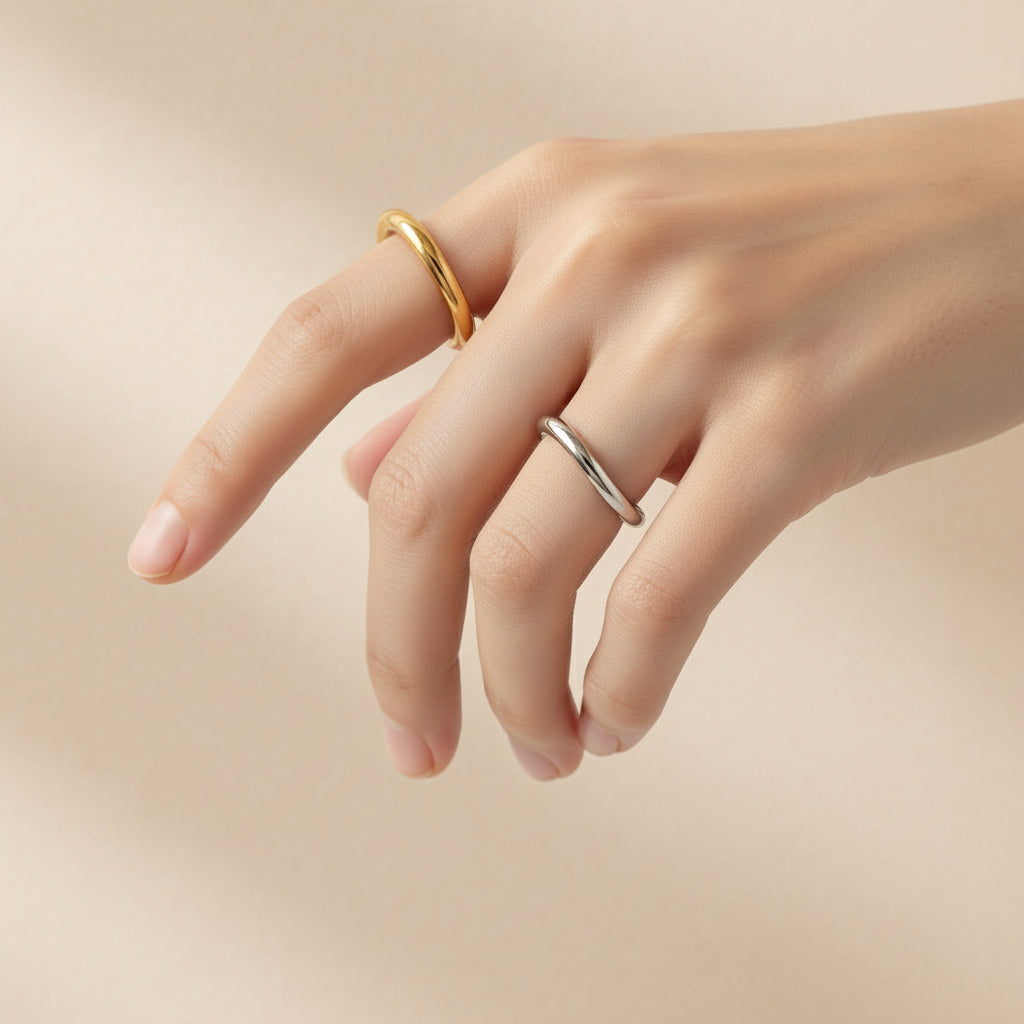 Gold & Silver Layered Rings (Set of 2)