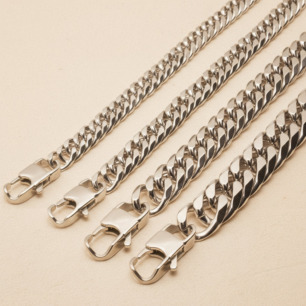 Titanium Steel Double Buckle Chain — Modern Unisex Necklace & Bracelet Set