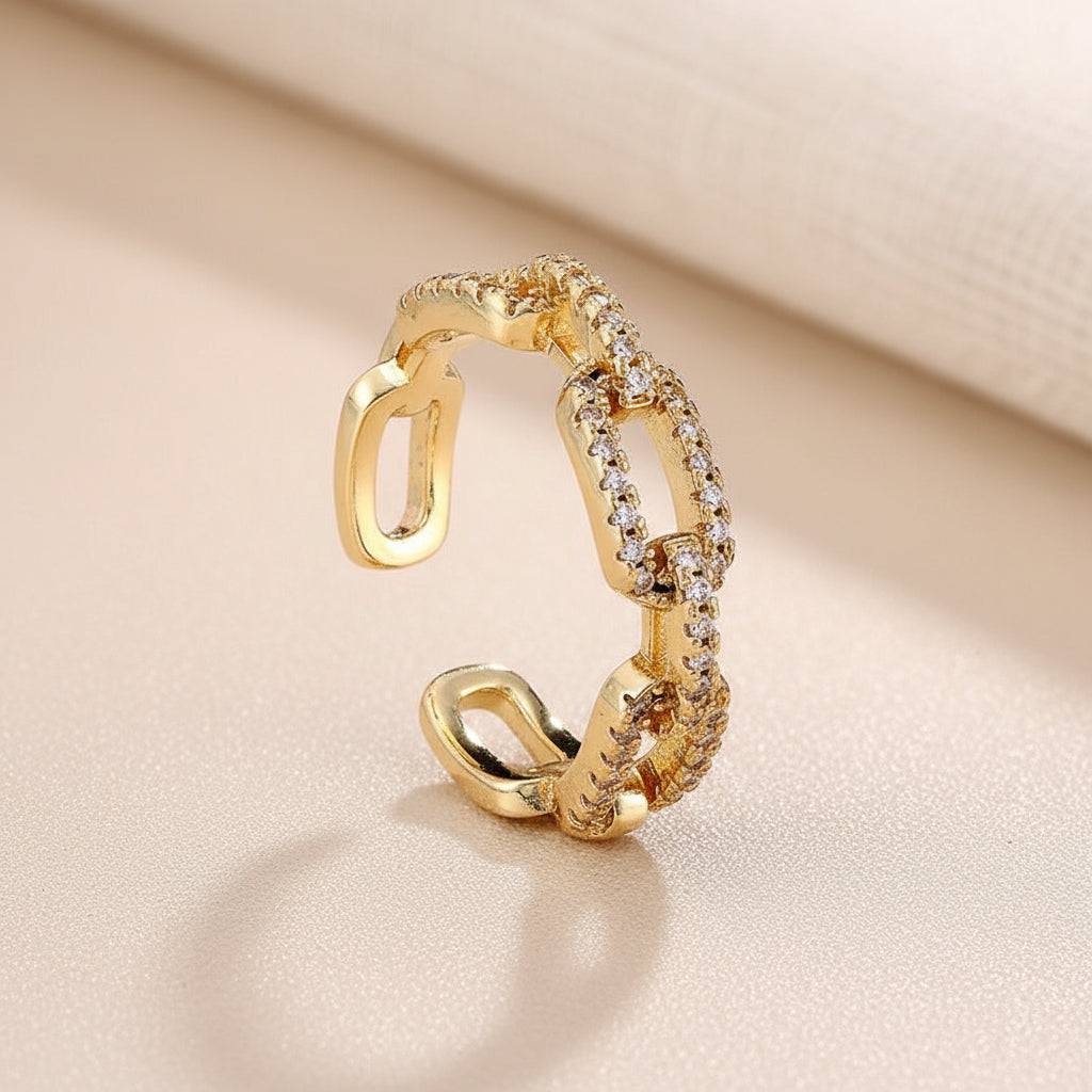 Gold Encrusted Chain Ring