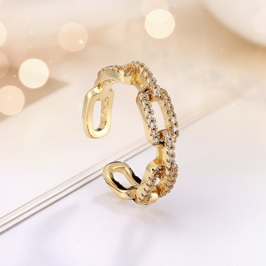Gold Encrusted Chain Ring