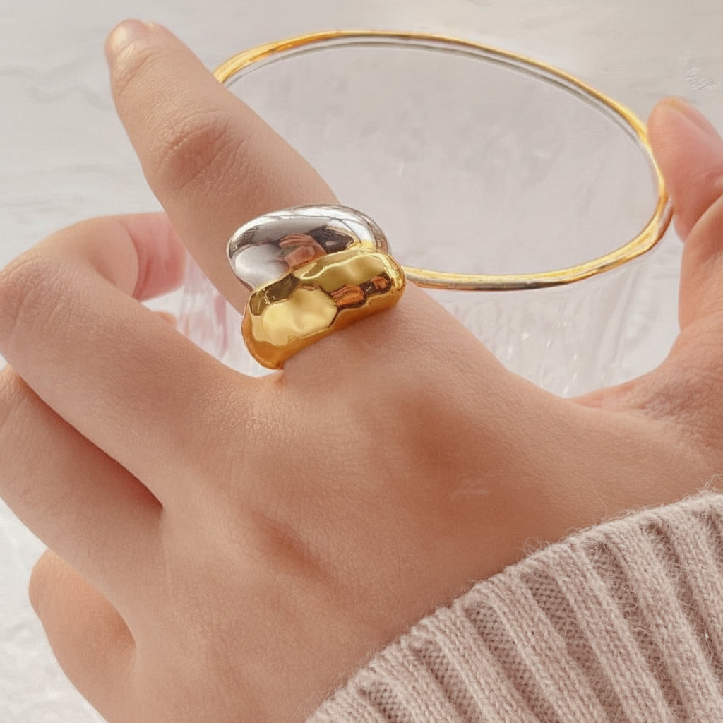 Sculptural Gold-Plated Band Ring