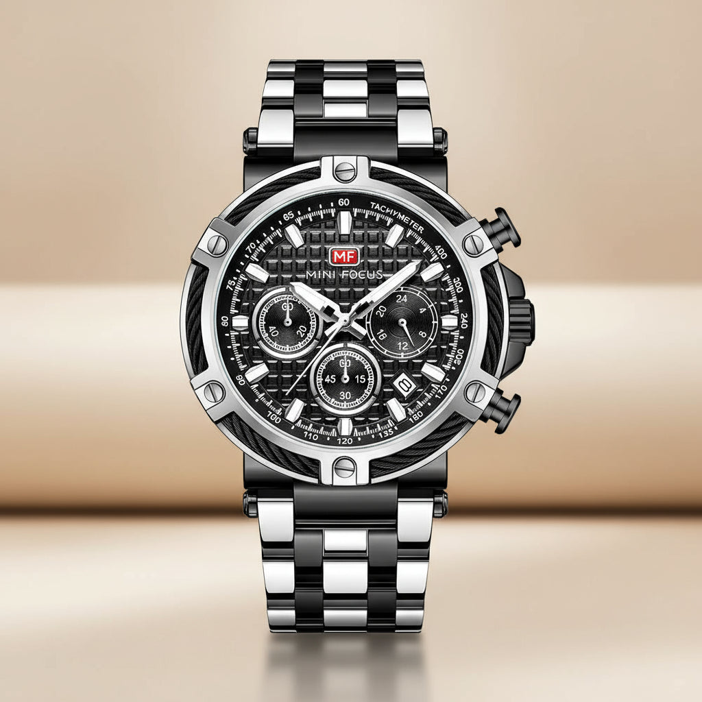 Luminous Steel Chronograph Watch for Men