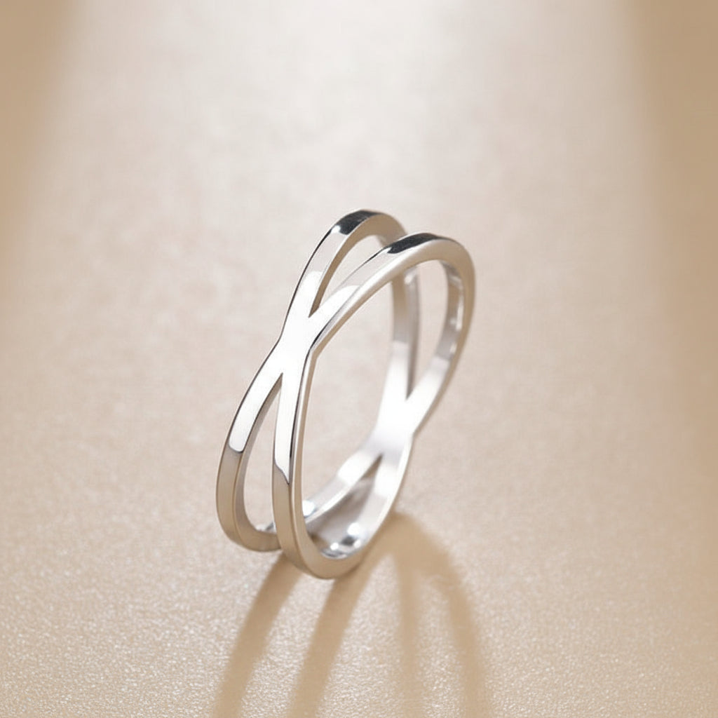 Cross Band Couple Rings in Gold or Silver