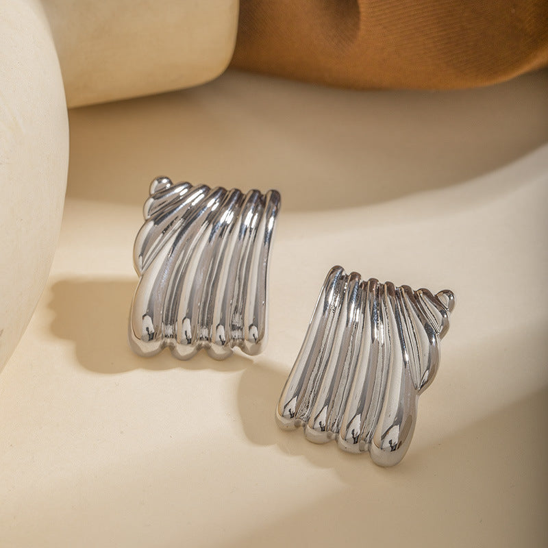 Statement  Sculpted Column Earrings - Silver and Gold Edition