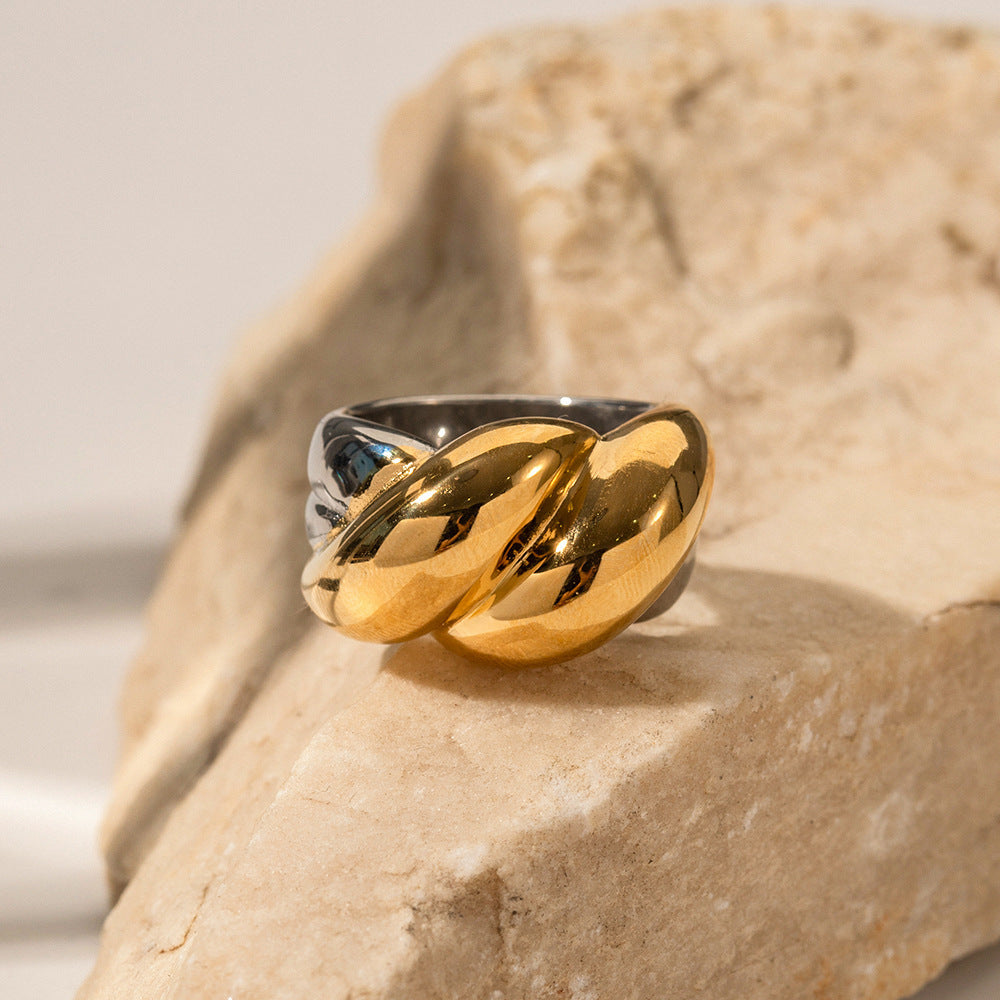 Wave Crest Ring — Dual Tone