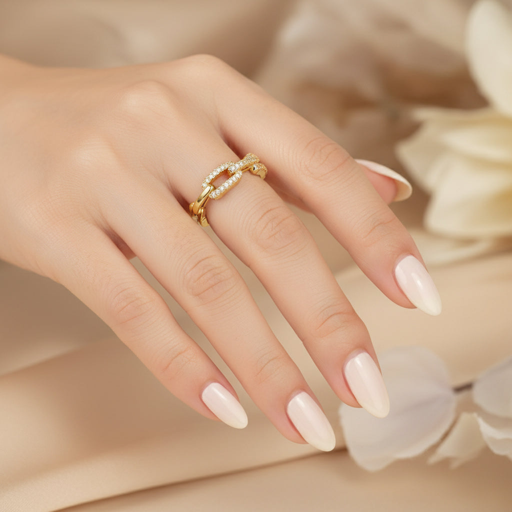 Gold Encrusted Chain Ring