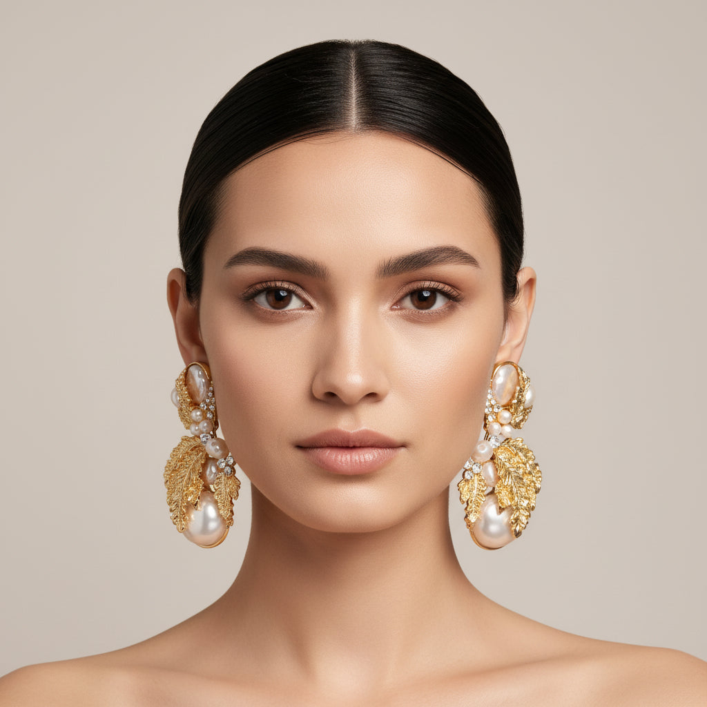 Golden Leaf Statement Earrings | Holiday Edition
