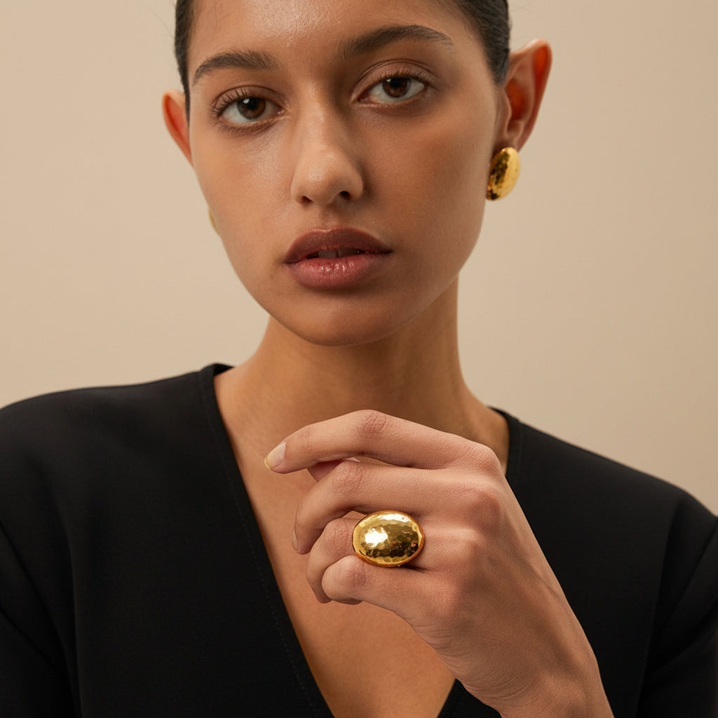 Hammered Dome Gold-Tone Ring