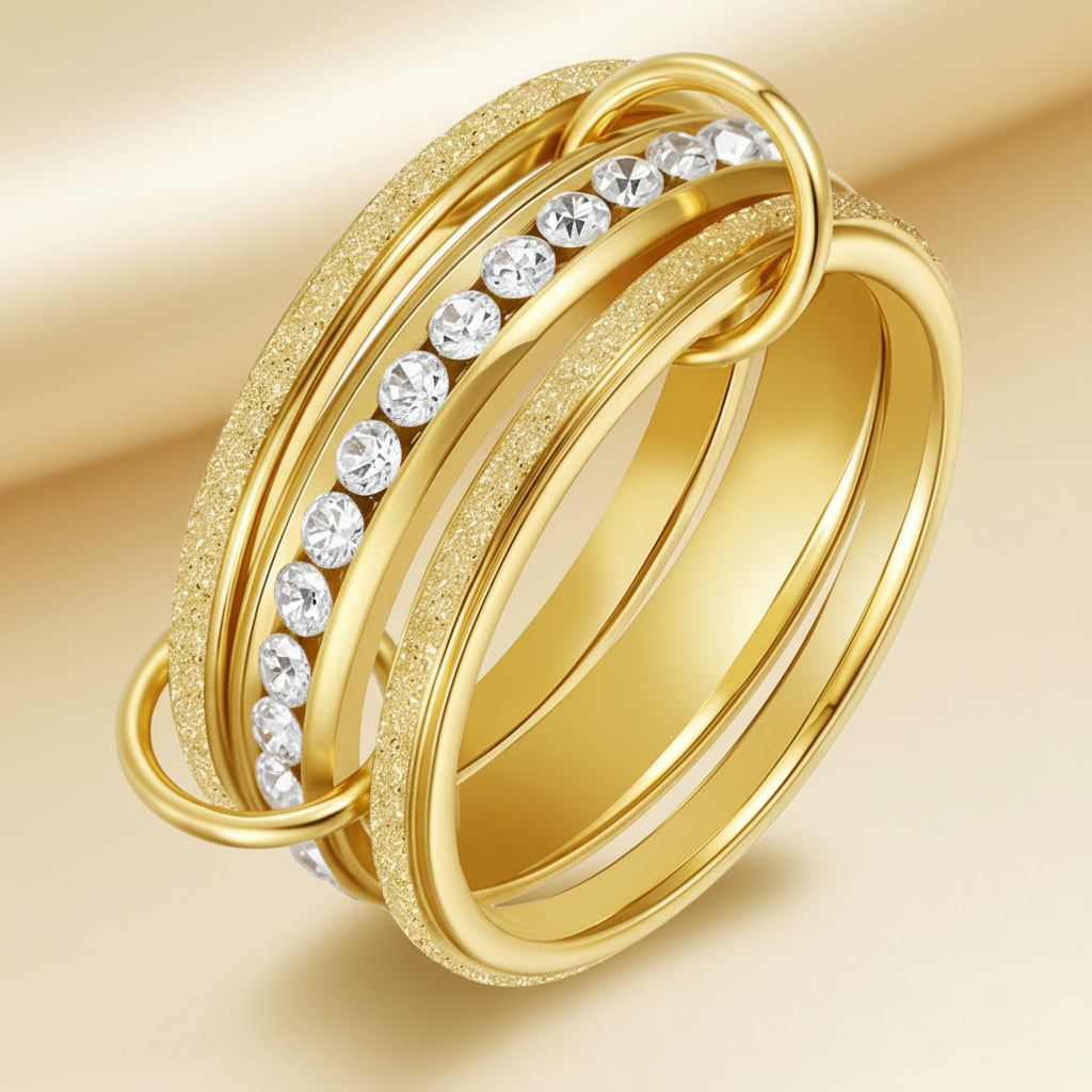 Twin Layer Gold Band Ring