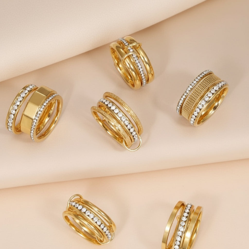 Twin Layer Gold Band Ring