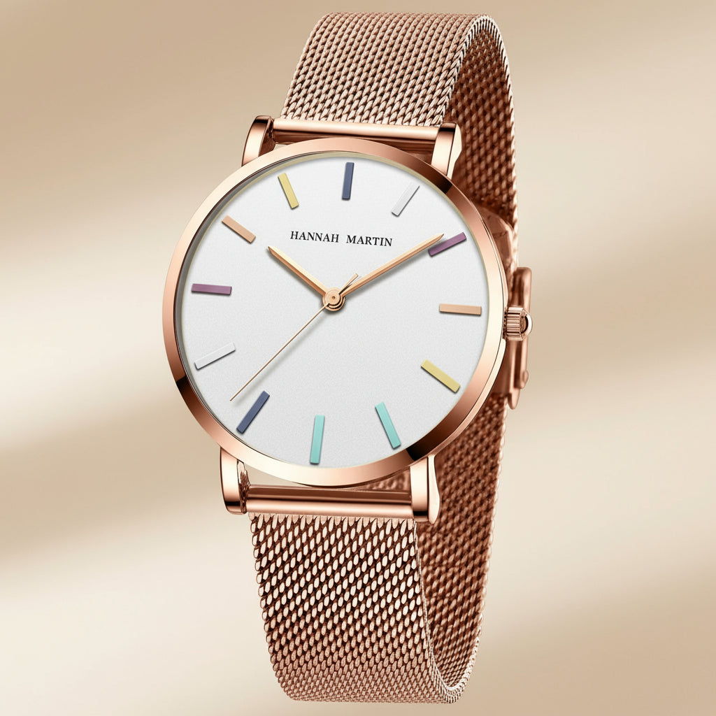 Rainbow-Dial Mesh Watch