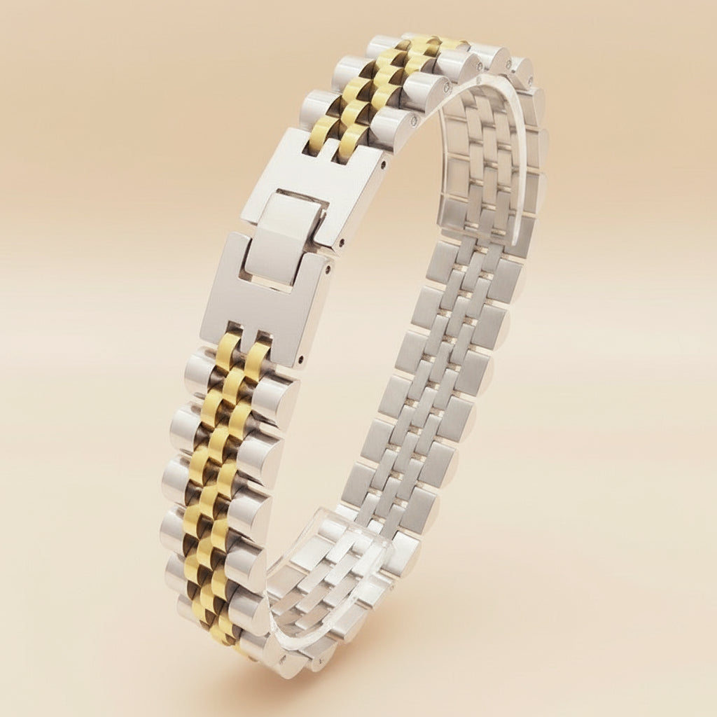 Titanium Steel Chain Bracelet – Adjustable 10mm Design | Aimaro Men’s Collection