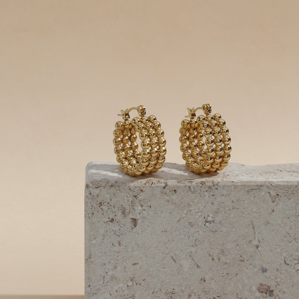 Gold-tone woven hoop earrings