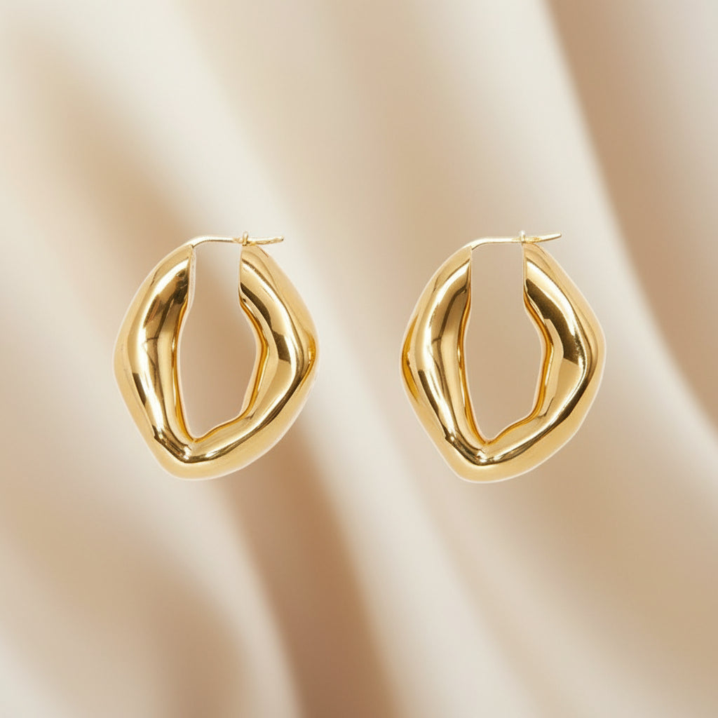 18K Sculpted Gold Hoop Earrings