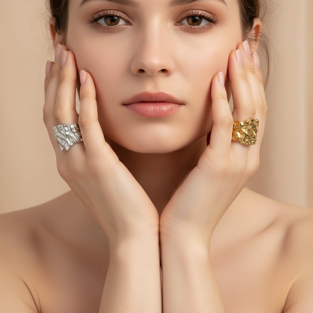 Textured Cuff Ring | Gold & Silver Edition