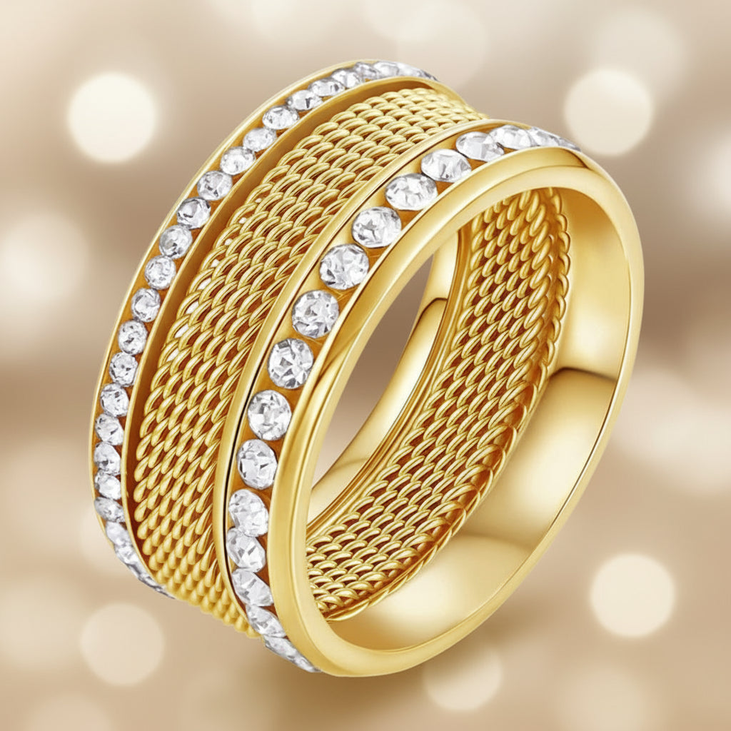 Twin Layer Gold Band Ring