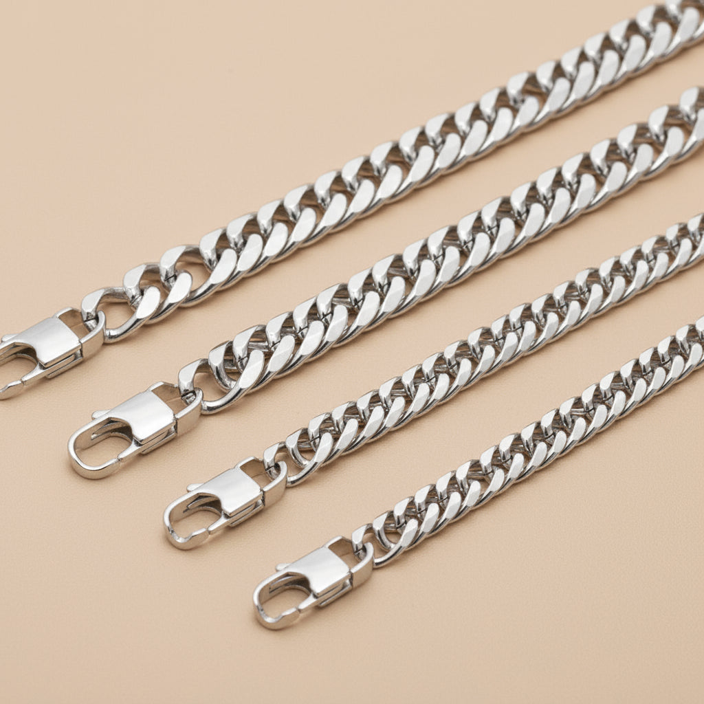Titanium Steel Double Buckle Chain — Modern Unisex Necklace & Bracelet Set