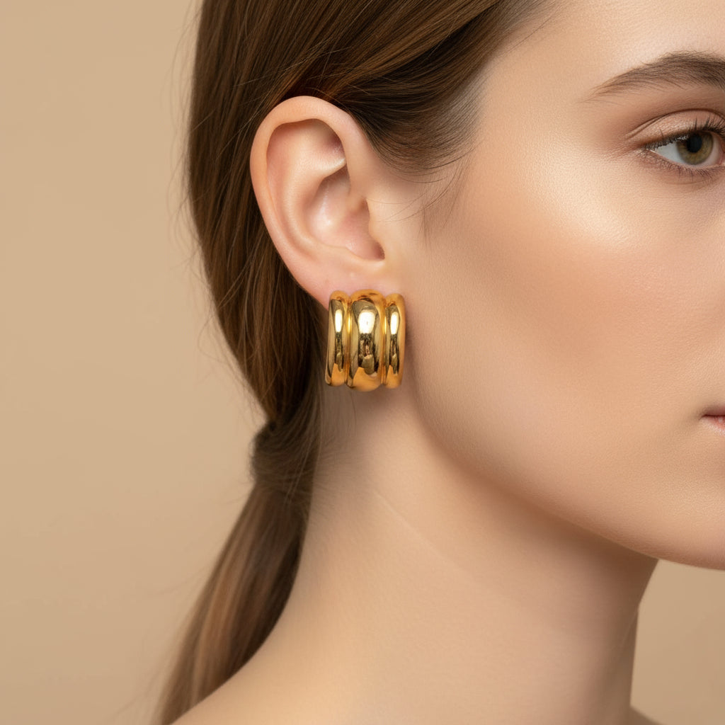 Gold Sculpted Arch Earrings