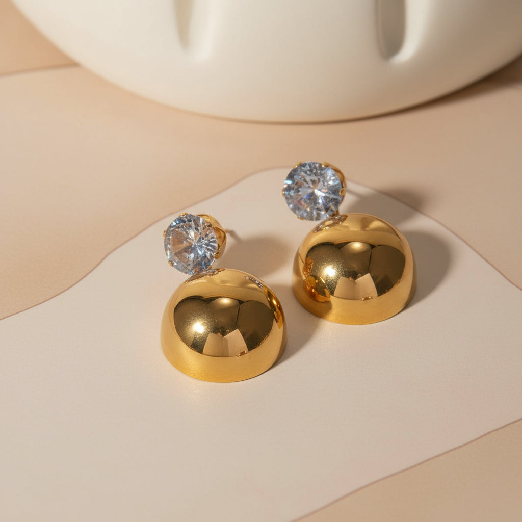 Gold Sphere Drop Earrings